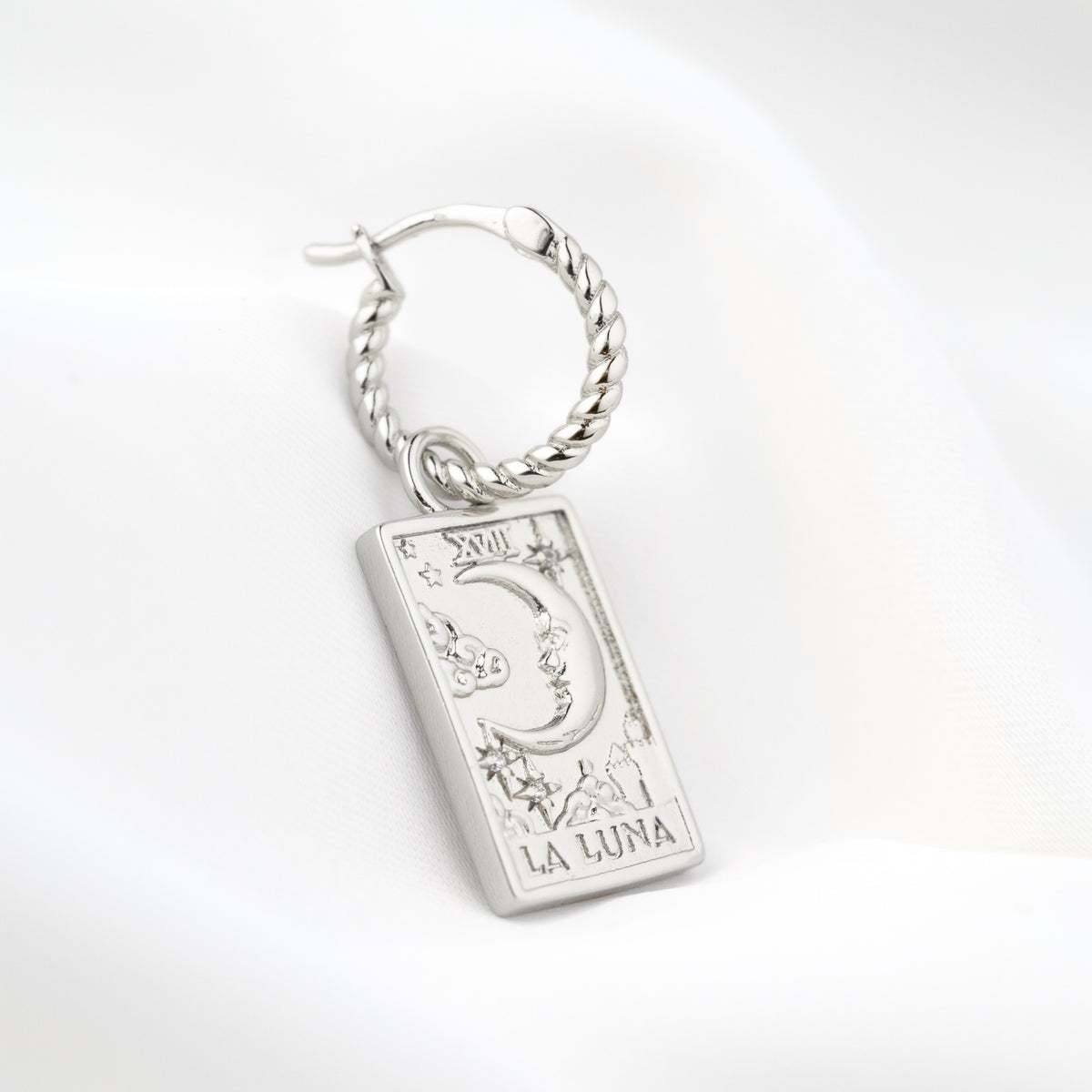 Silver Tarot Card Earring