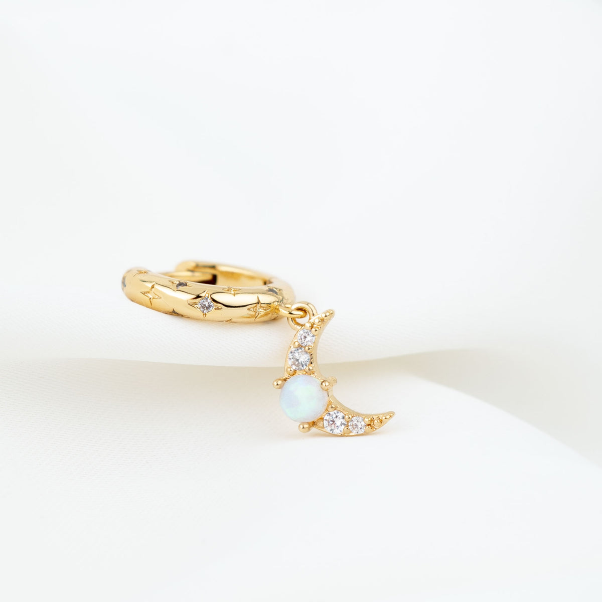 Celestial Opal Moon Earring