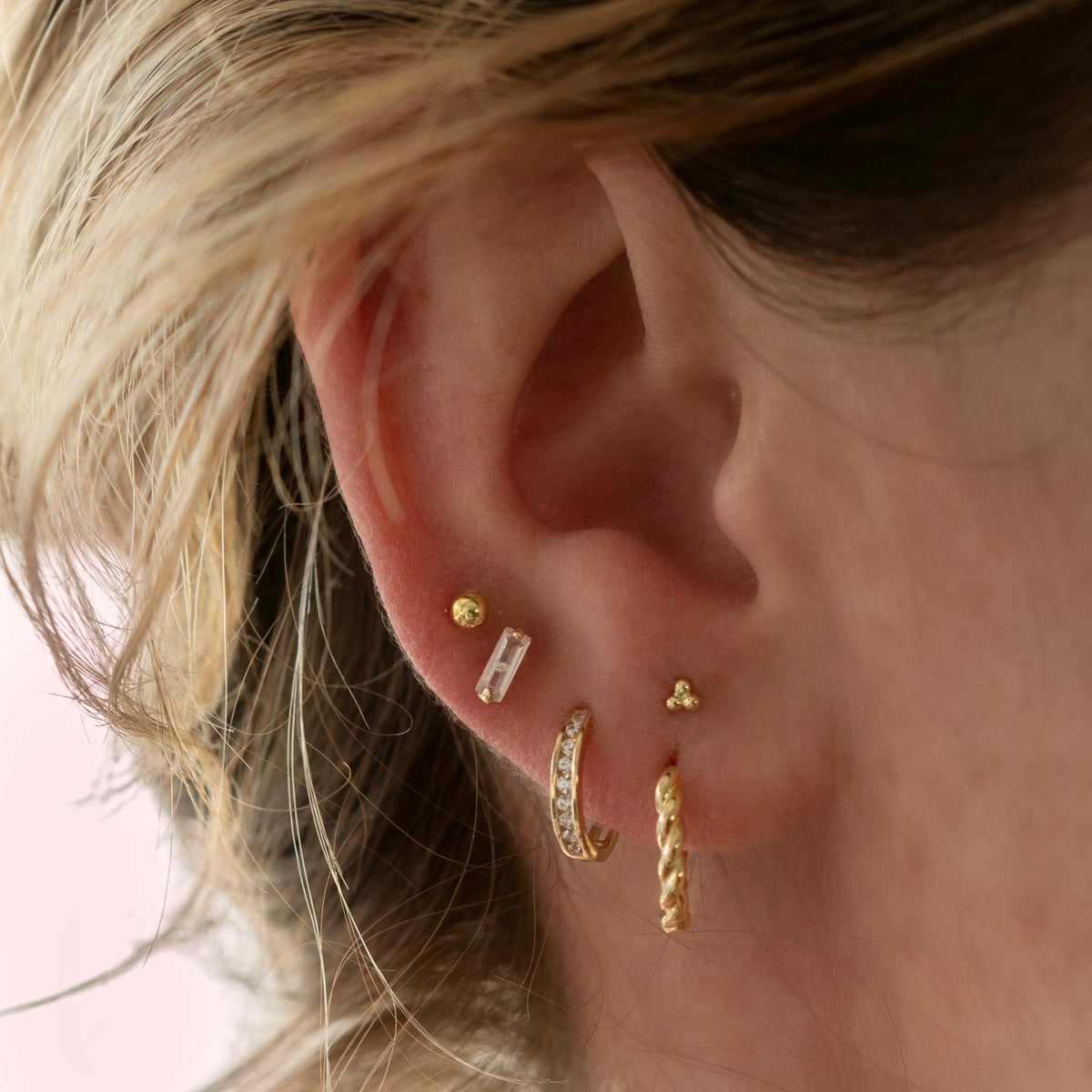Solid Gold Delicate Cubic Stud