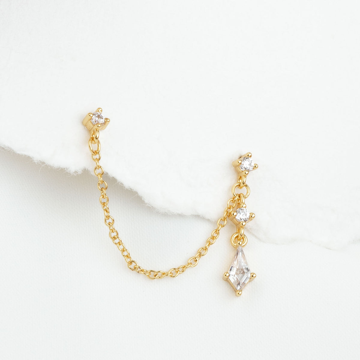 Diamond Drop Chain Earpin