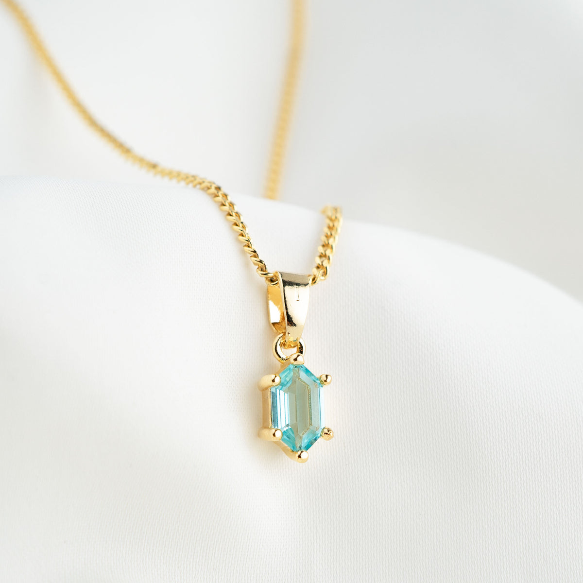 Frozen Blue Hexagon Necklace