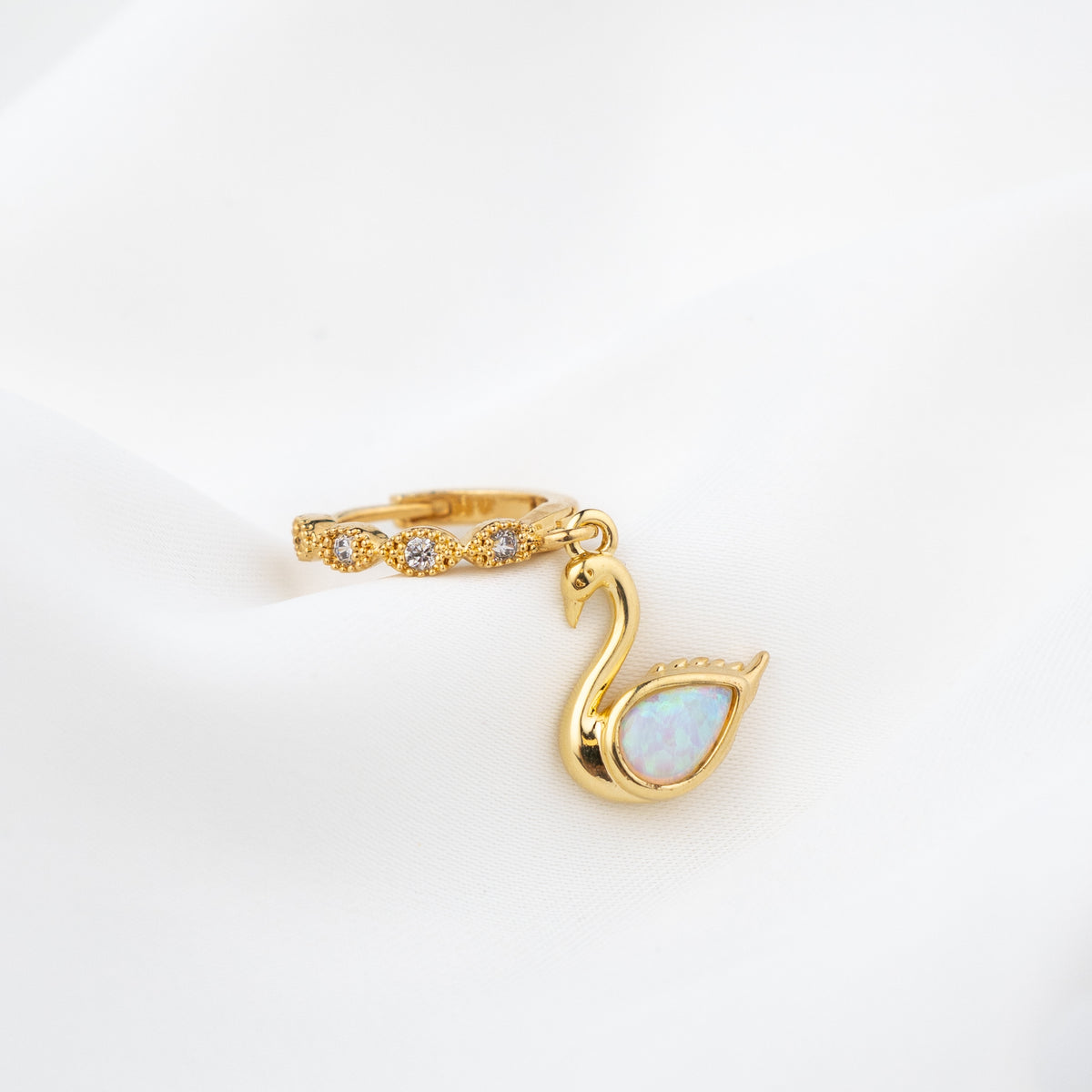 Opal Swan Earring