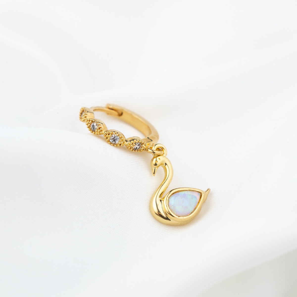 Opal Swan Earring