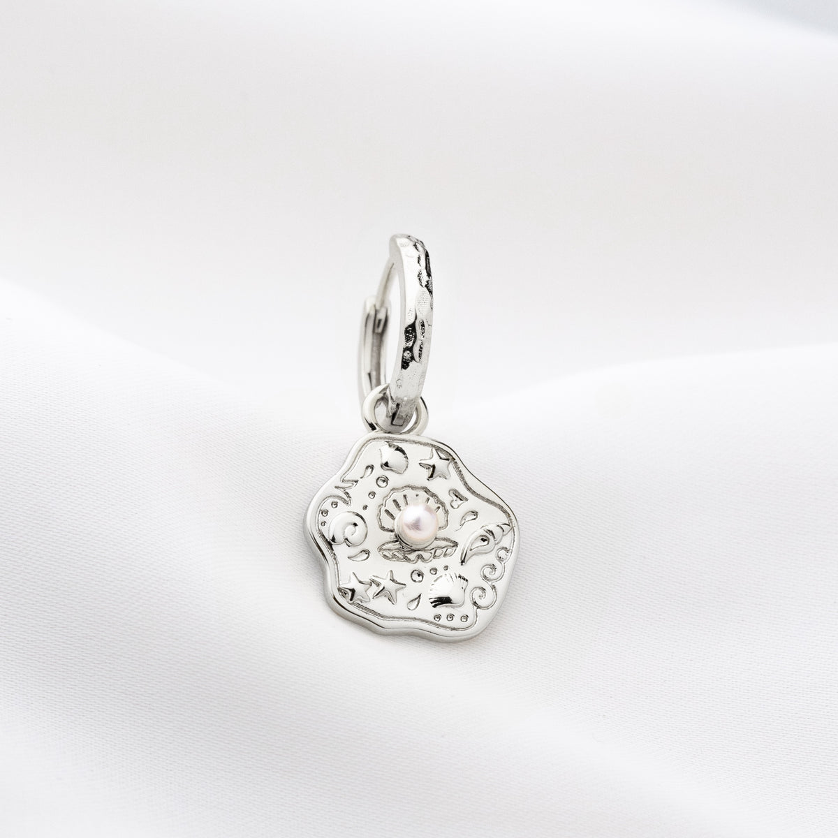 Silver Ocean Coin Earring