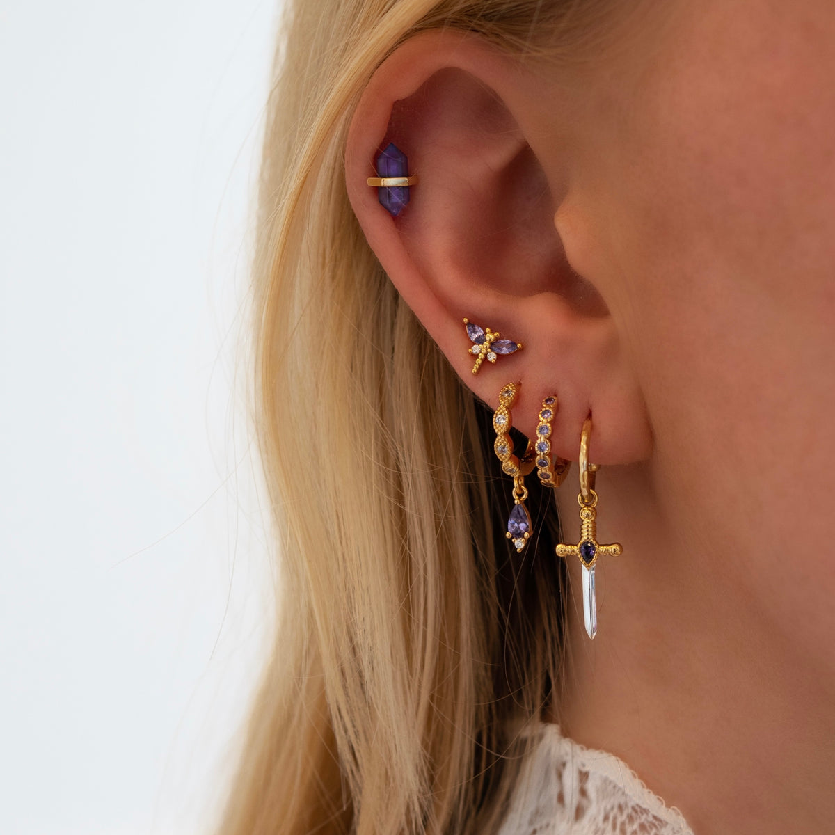 Purple Dagger Earring