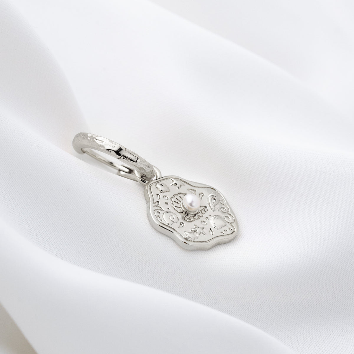 Silver Ocean Coin Earring