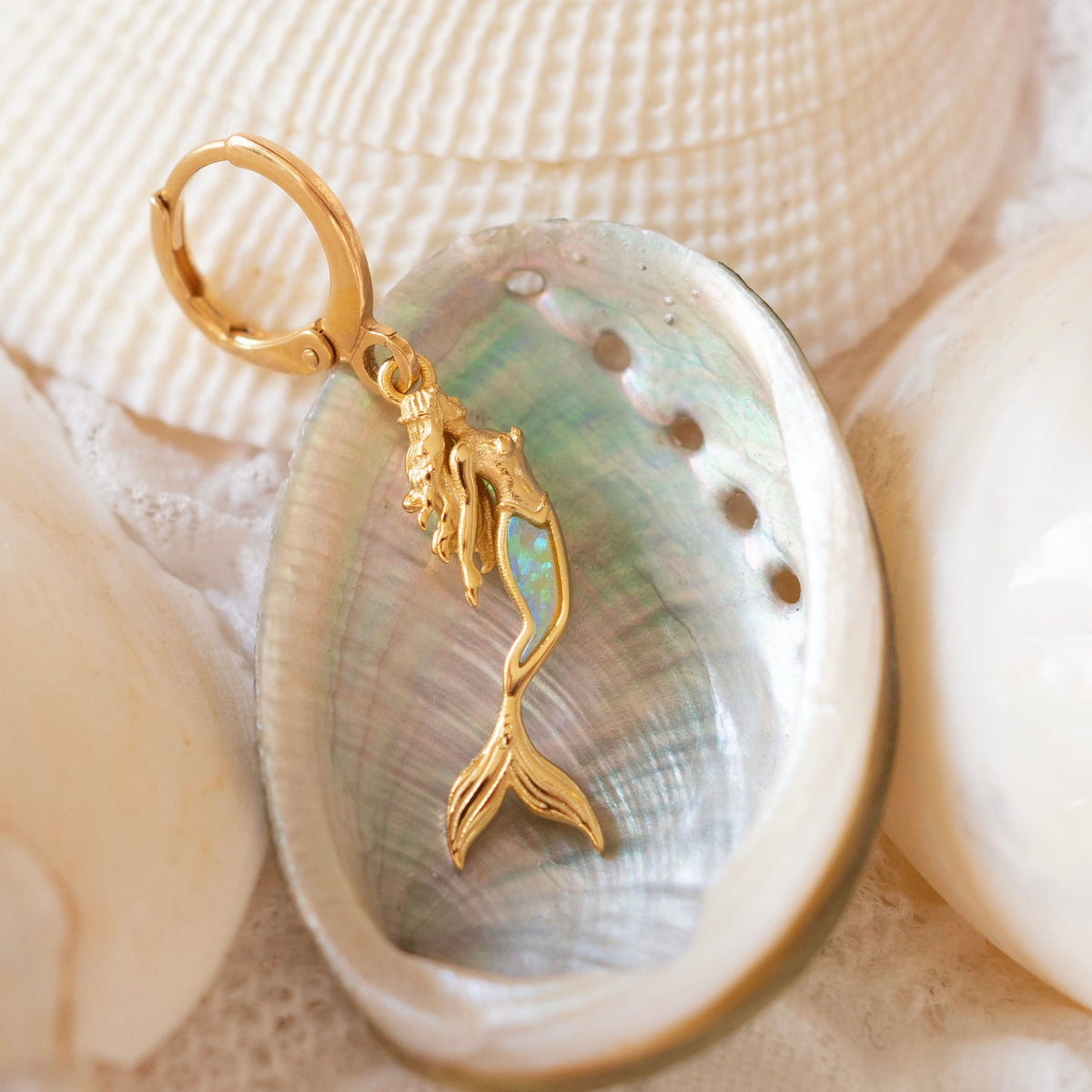 Bohemian Green Opal Mermaid Earring
