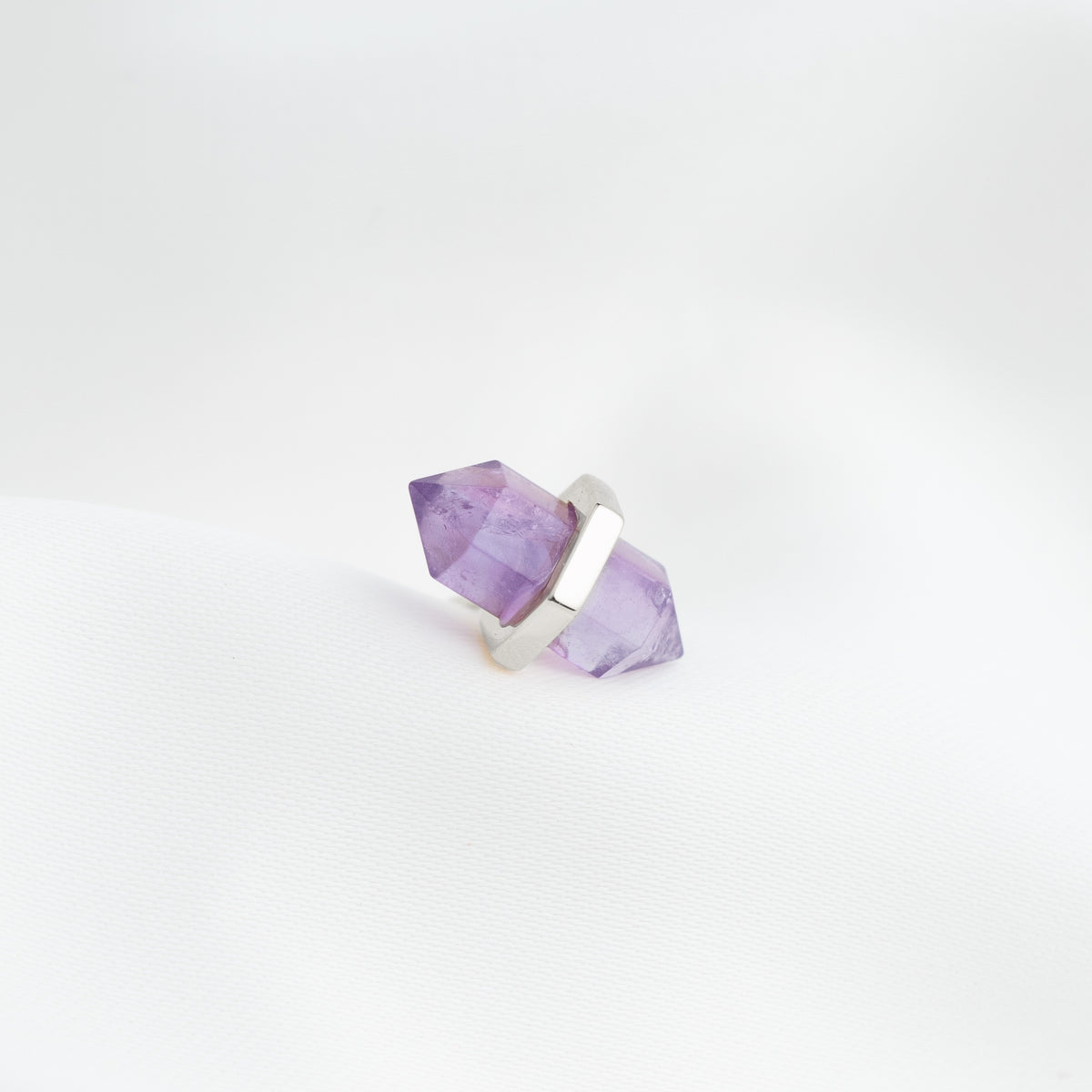 Silver Amethyst Crystal Stud