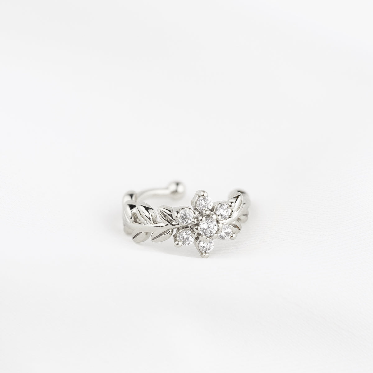 Silver Floral Ear Cuff