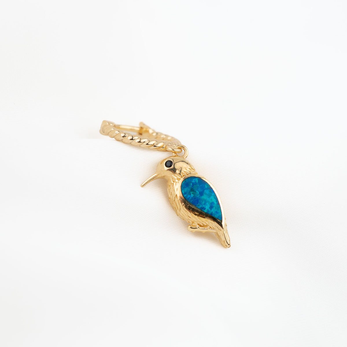 Blue Opal Kingfisher Bird Earring