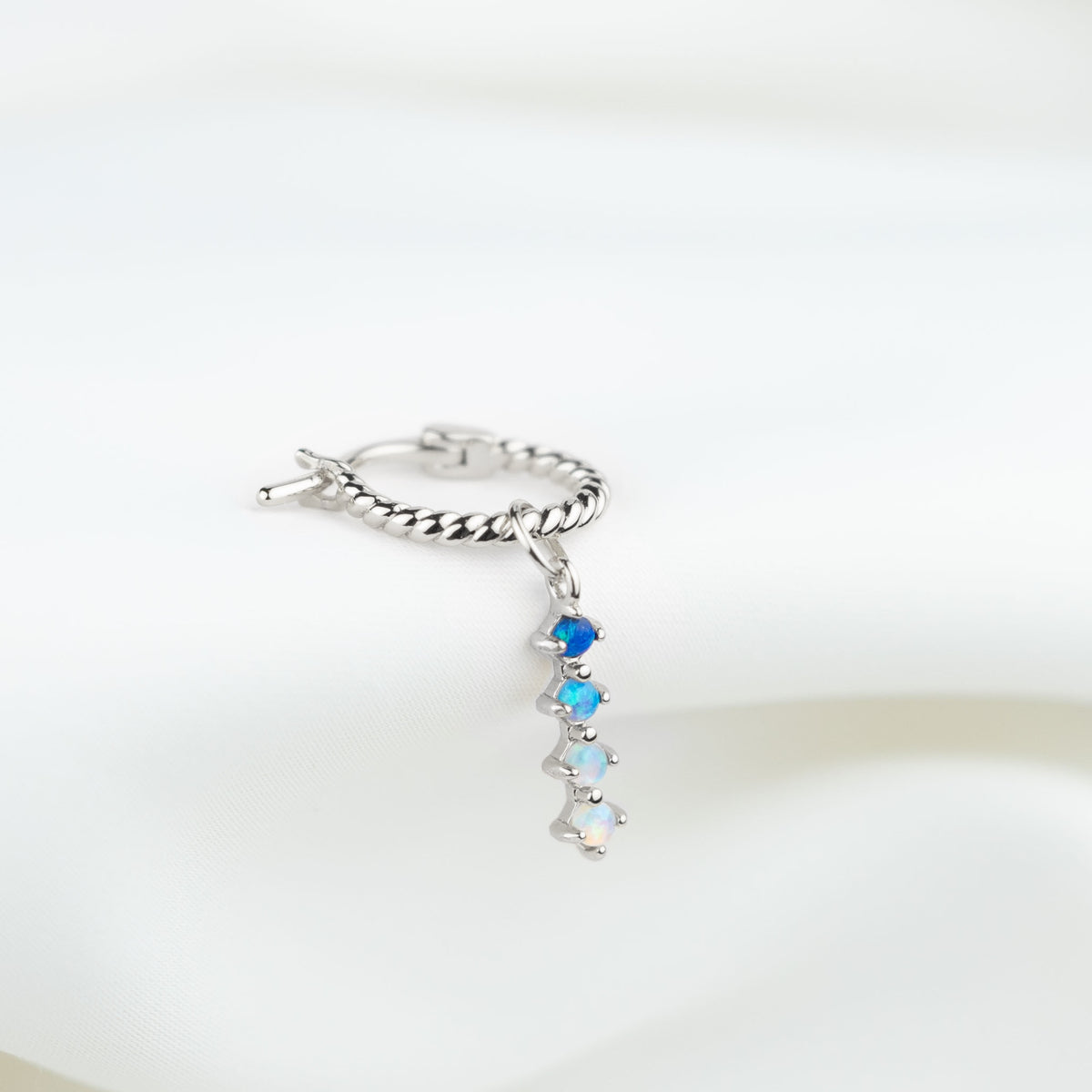 Silver Blue Opal Drop Earring