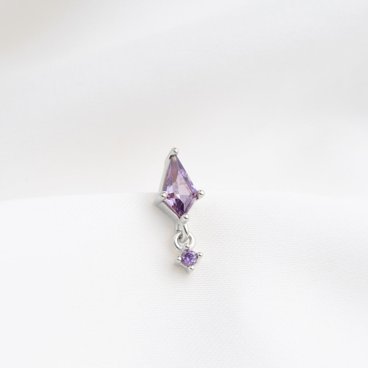 Silver Purple Delicate Crystal Earpin