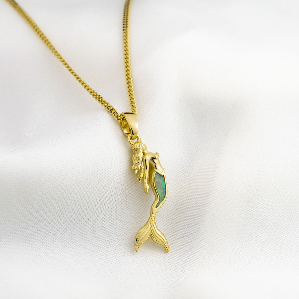 Bohemian Green Opal Mermaid Necklace