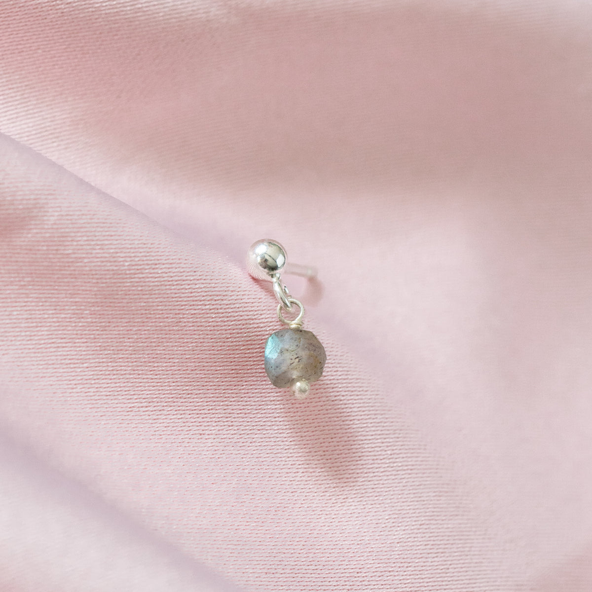 Silver Labradorite Bead Earpin