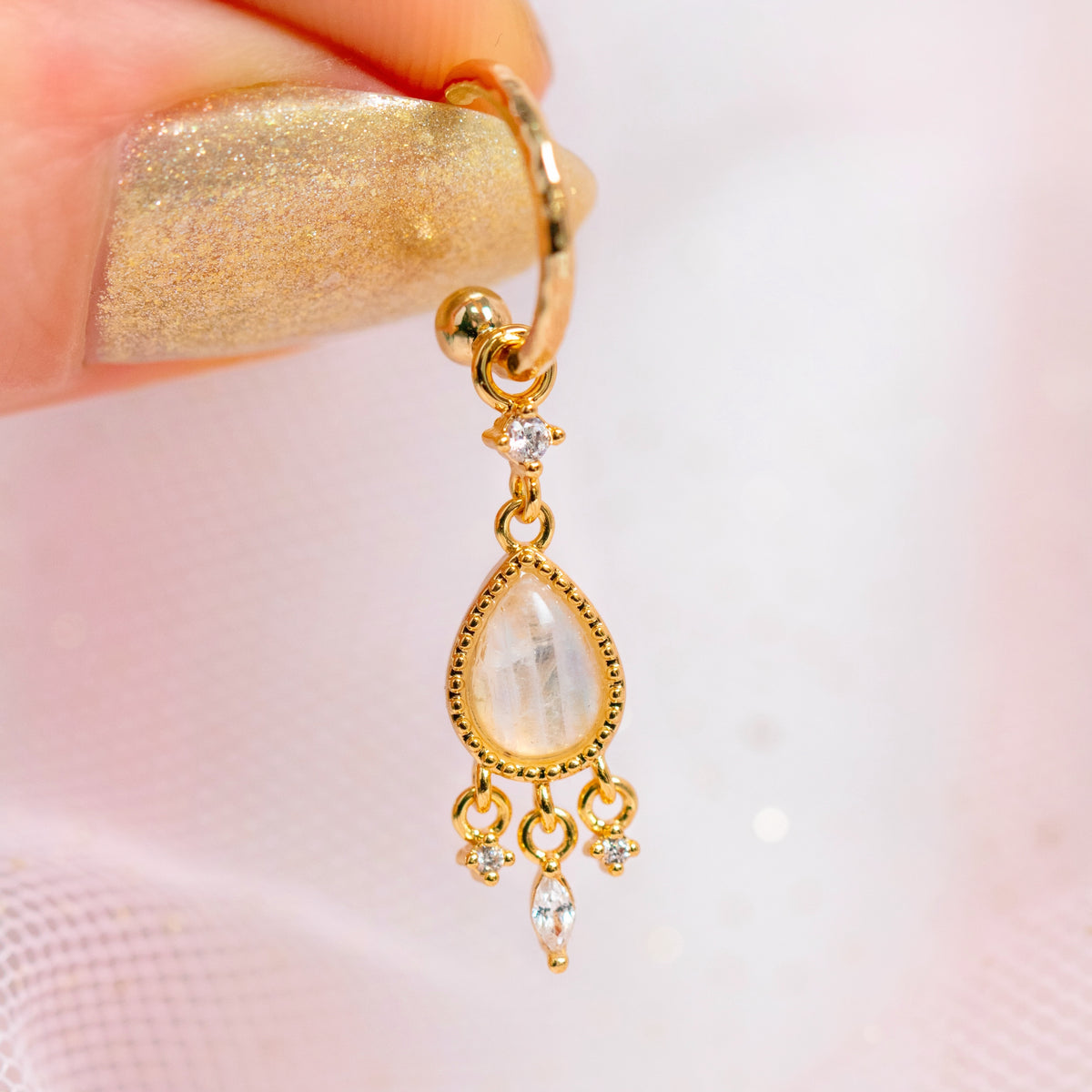 Mystic Moonstone Earpin