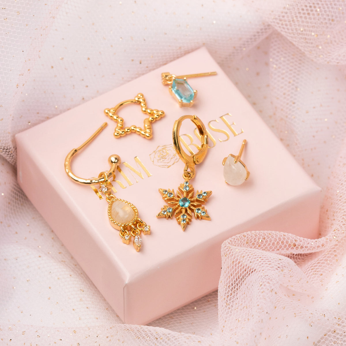 Frozen Blue Ice Crystal Earring