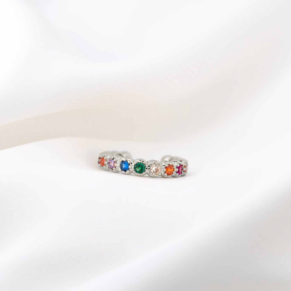 Silver Rainbow Ear Cuff