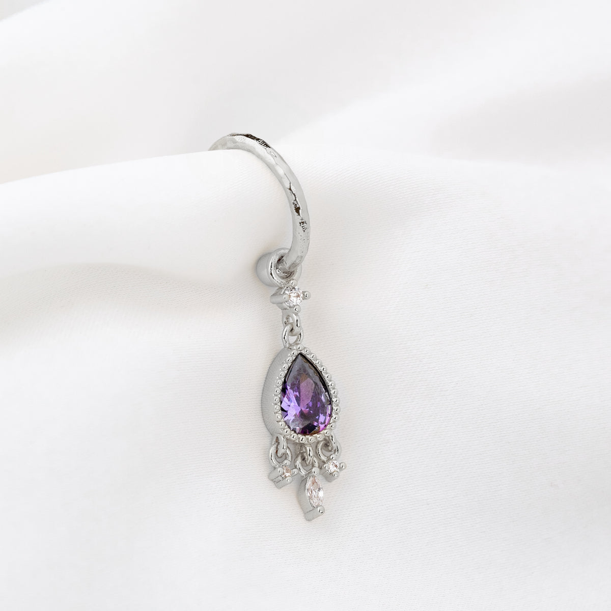 Silver Mystic Violet Earpin