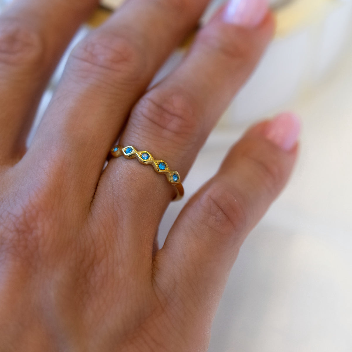 Sparkling Sky Blue Ring