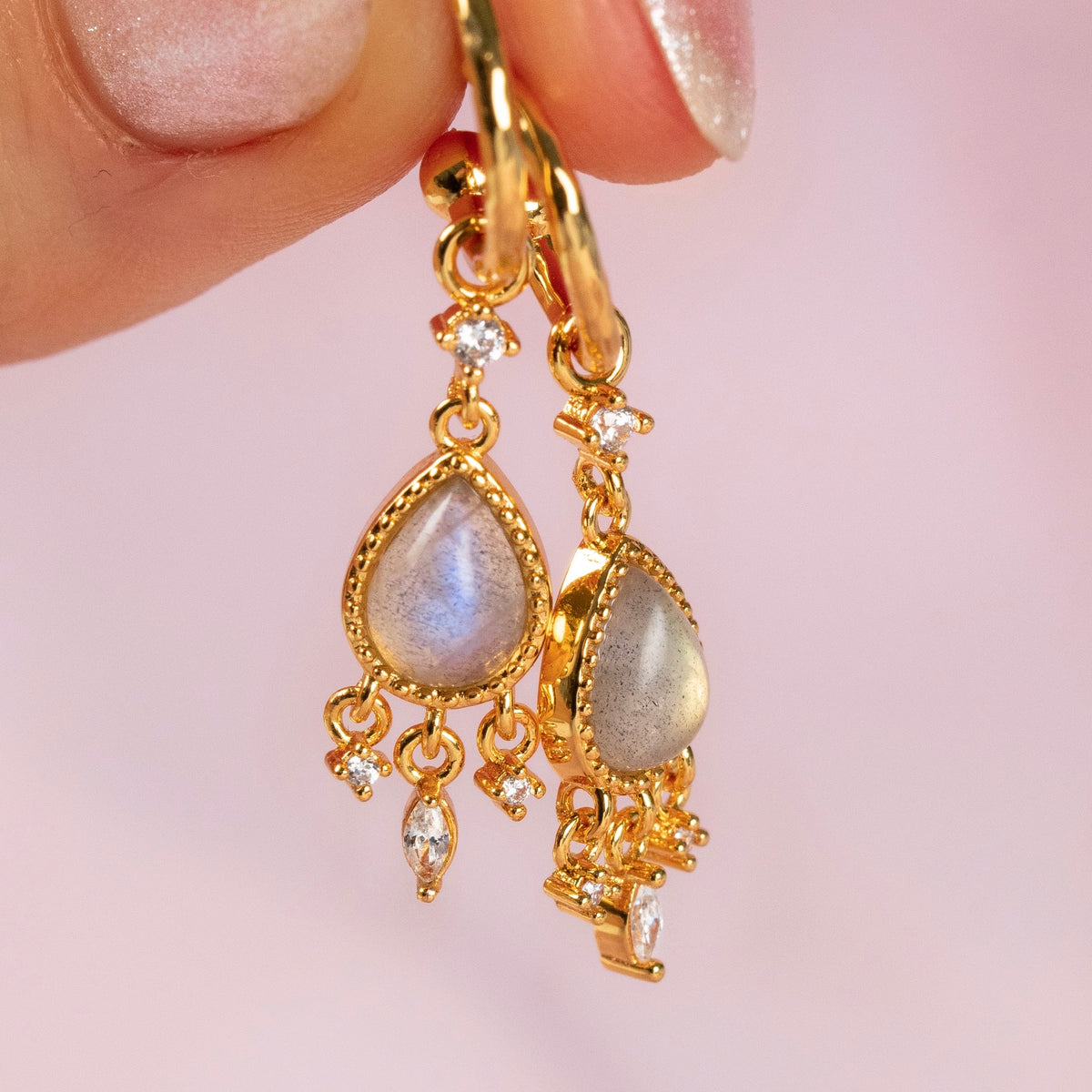 Mystic Labradorite Earpin