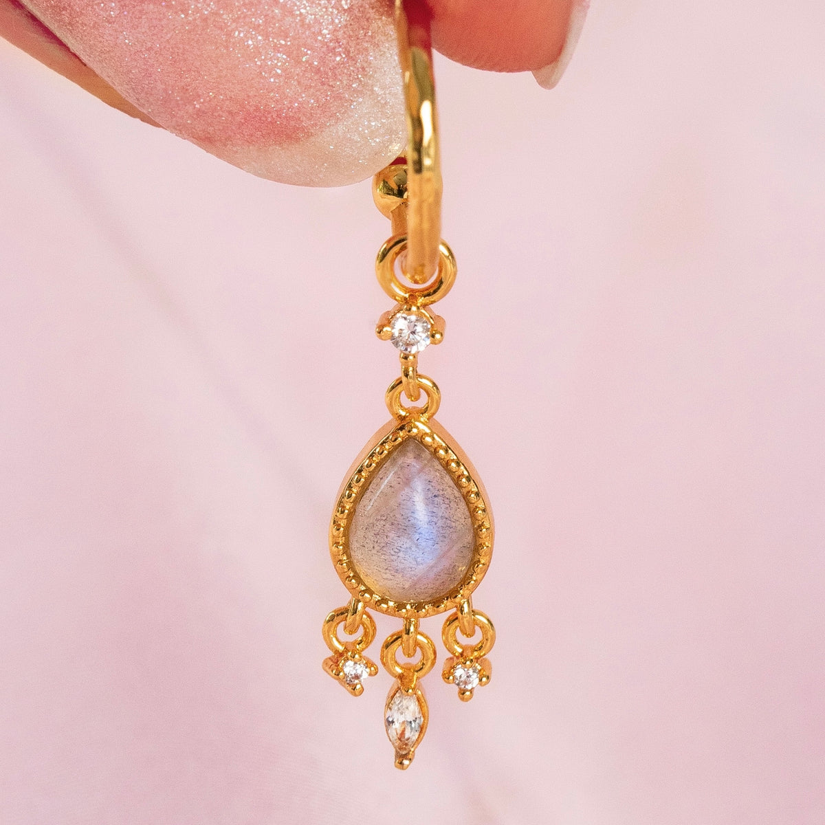Mystic Labradorite Earpin