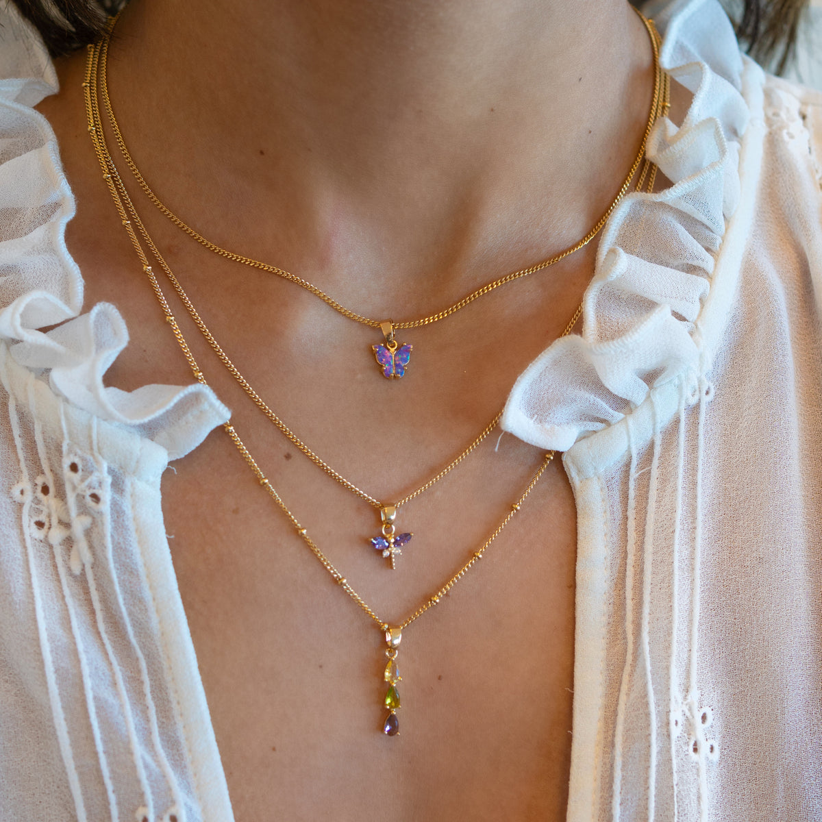 Purple Opal Wings Butterfly Necklace