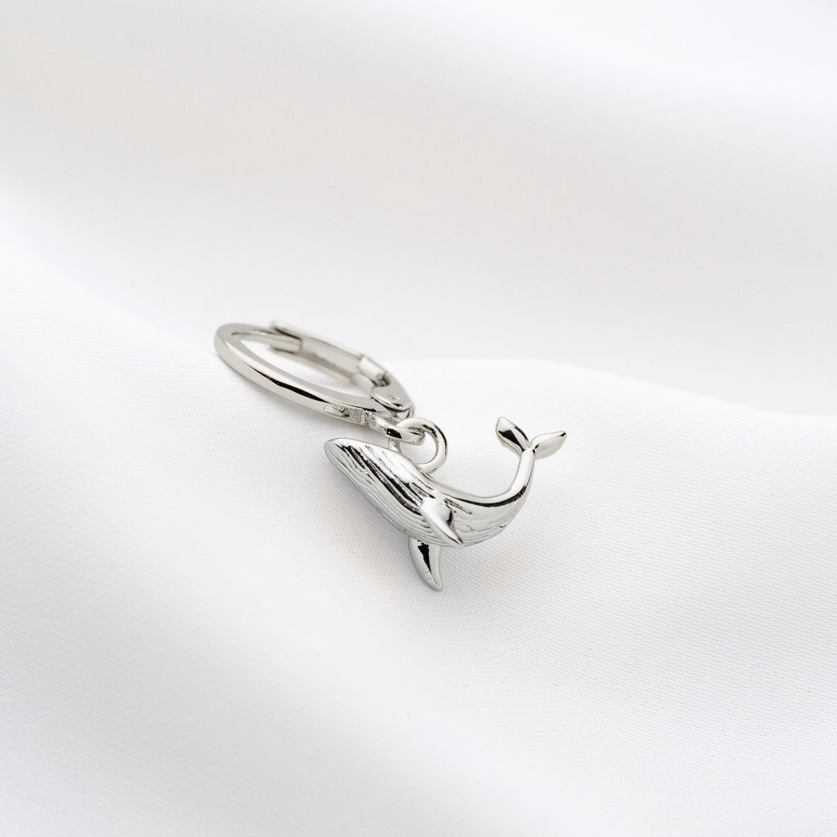 Silver Whale Earring