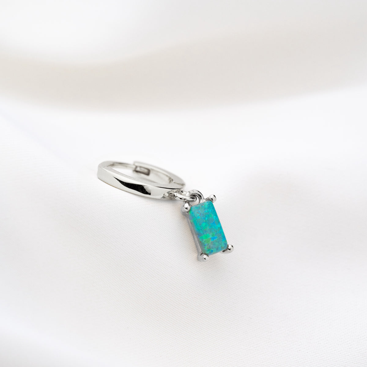 Silver Bohemian Green Opal Cubic Earring