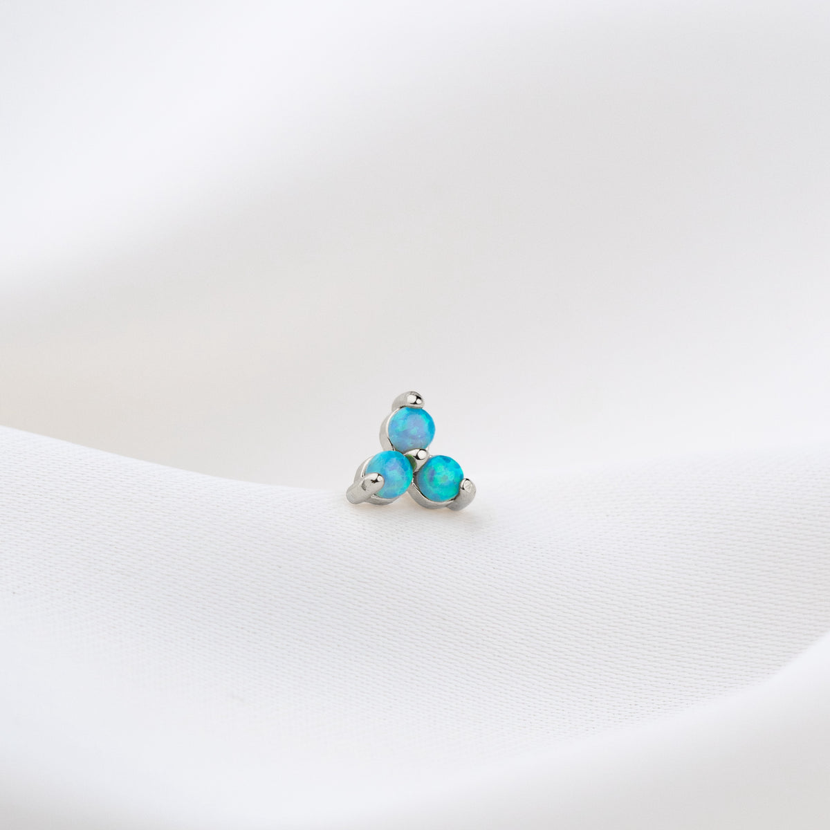 Silver Triple Turquoise Opal Stud