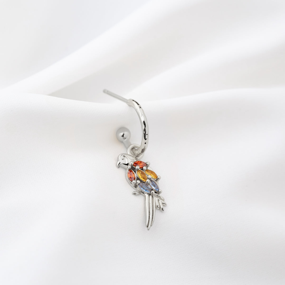 Silver Paradise Parrot Earring
