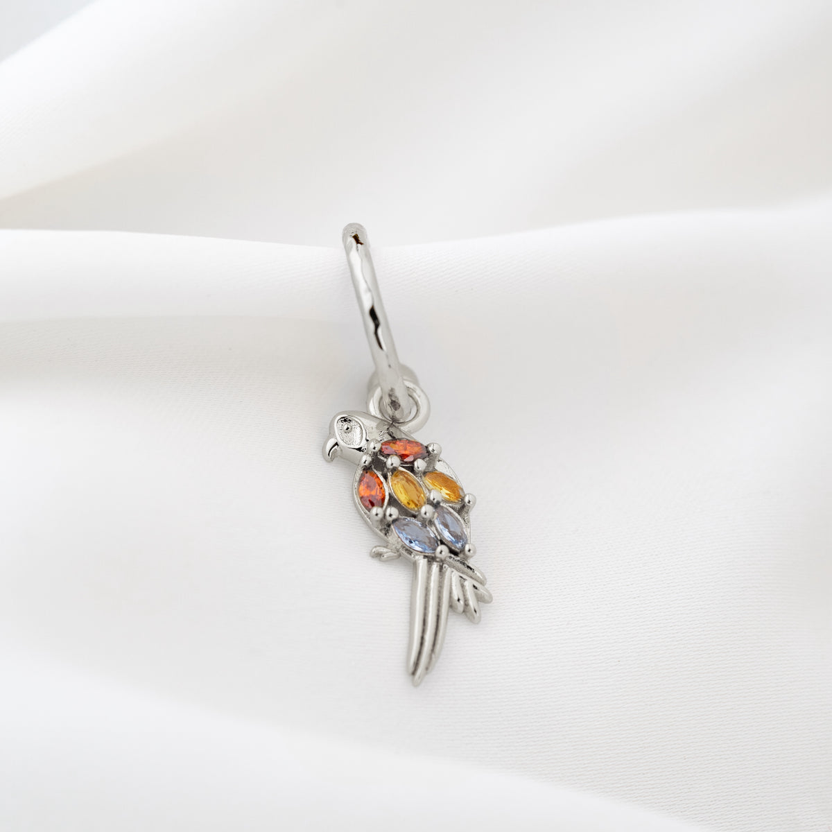 Silver Paradise Parrot Earring