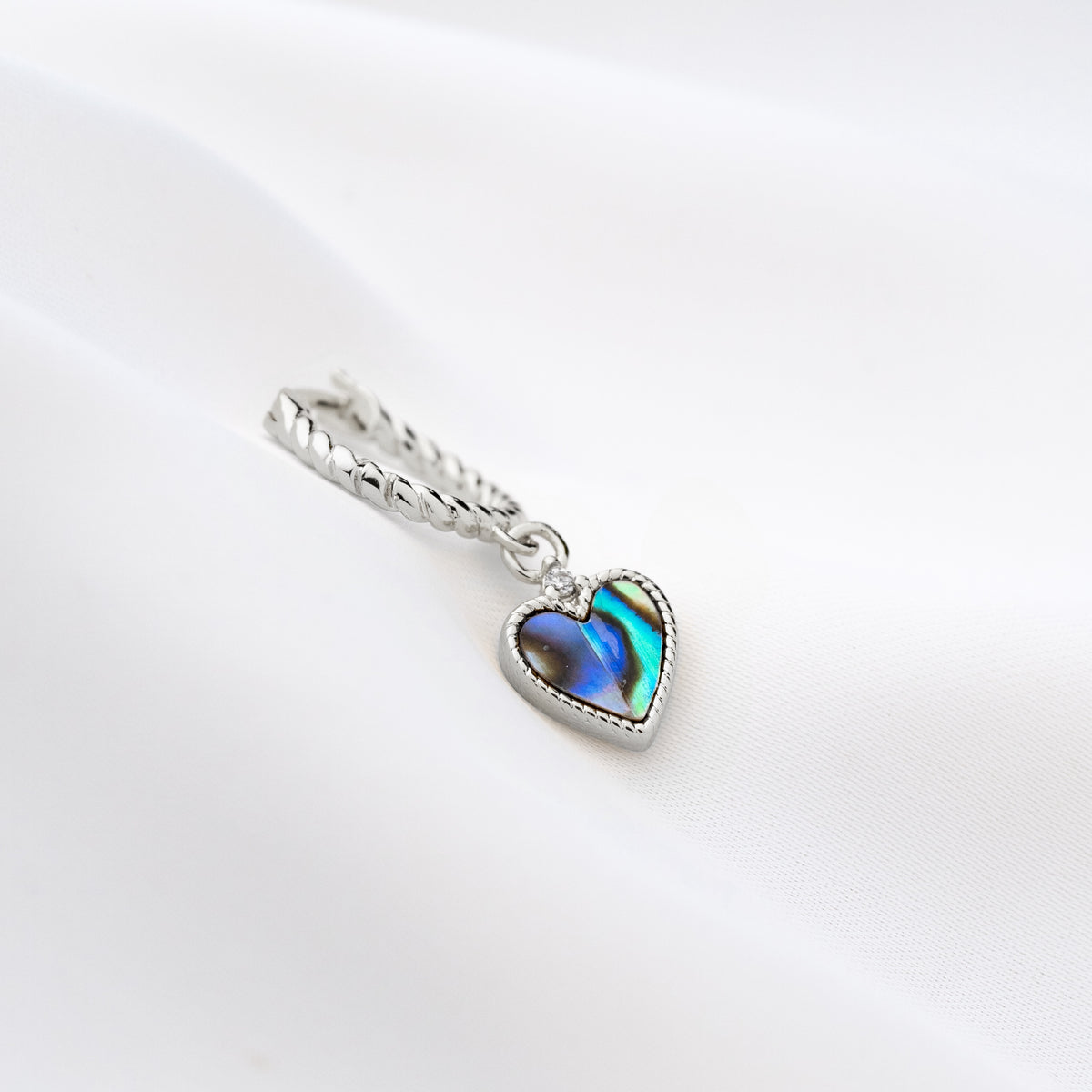 Silver Mother Of Pearl Heart Earring
