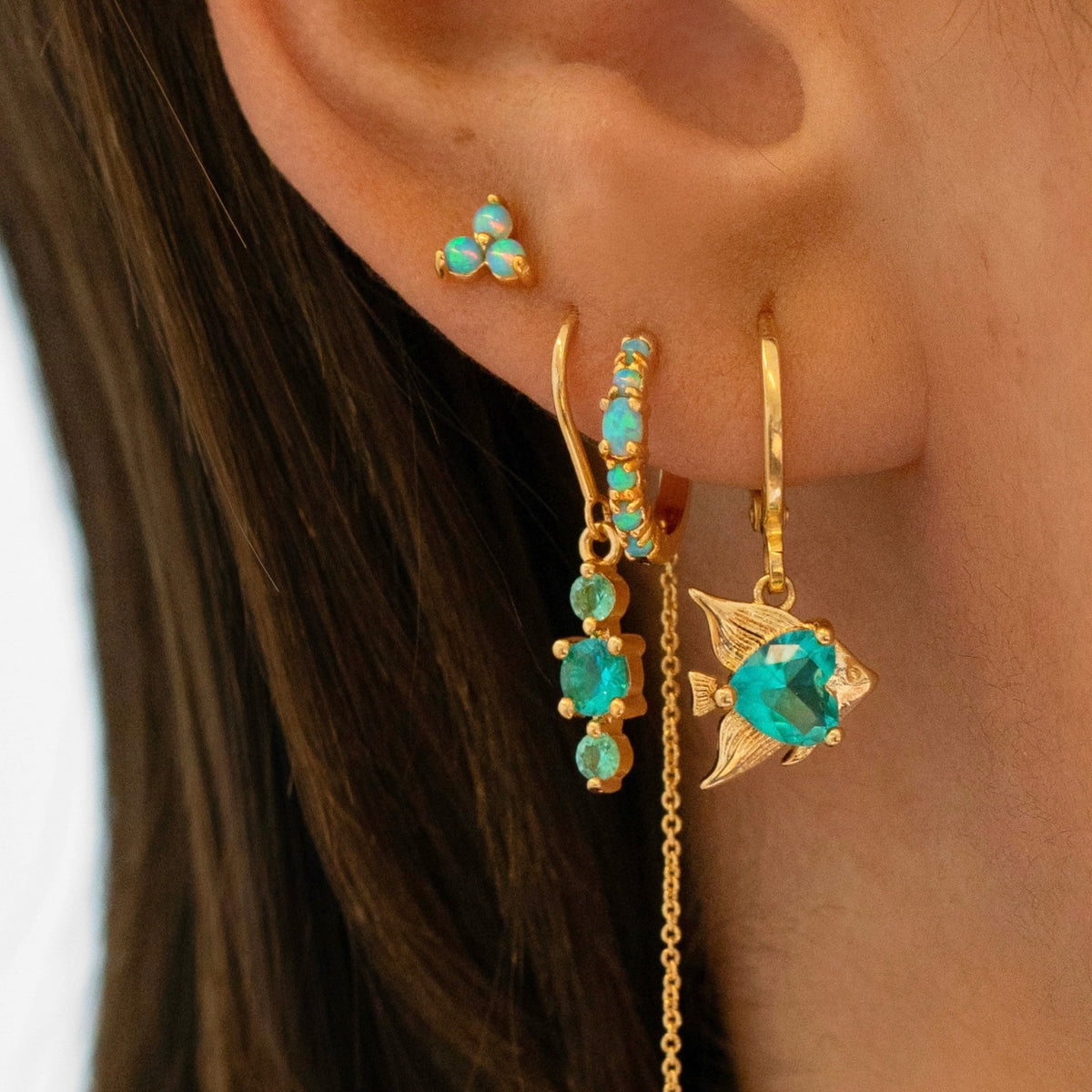 Turquoise Summer Opal Hoop