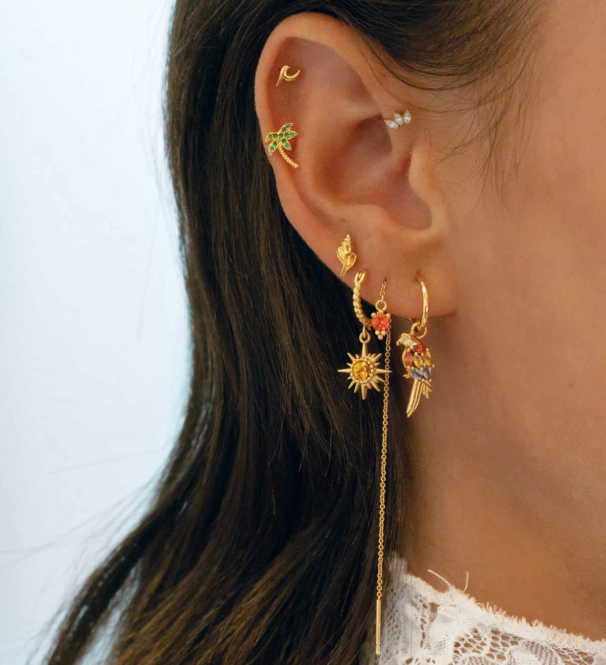 Silver Paradise Parrot Earring
