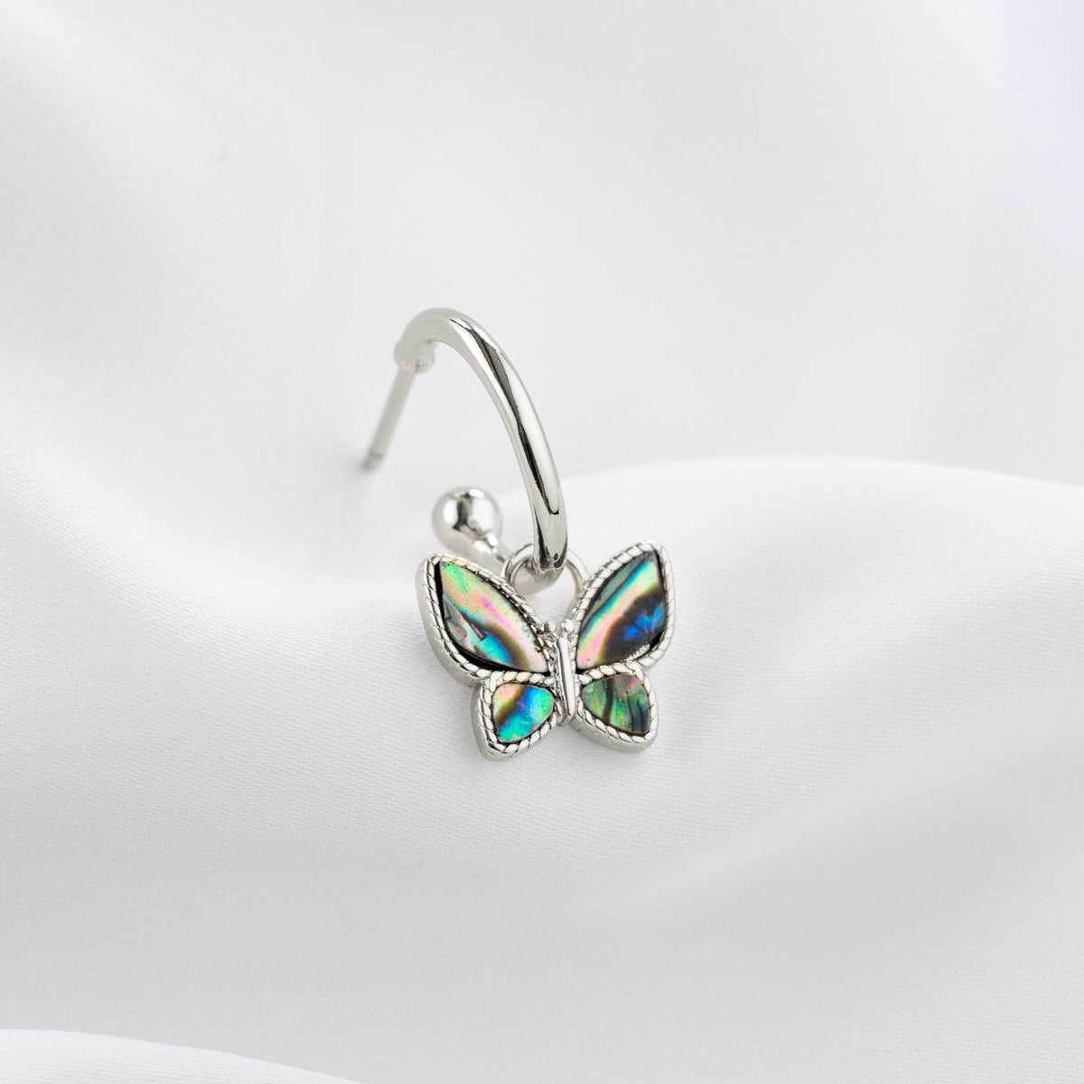 Silver Mother Of Pearl Butterfly Earring