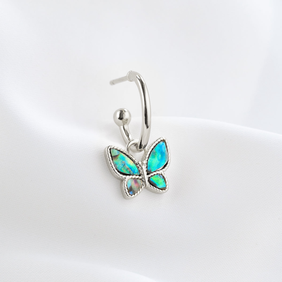 Silver Mother Of Pearl Butterfly Earring