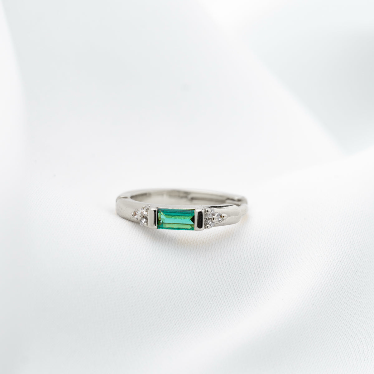 Silver Emerald Reverie Hoop