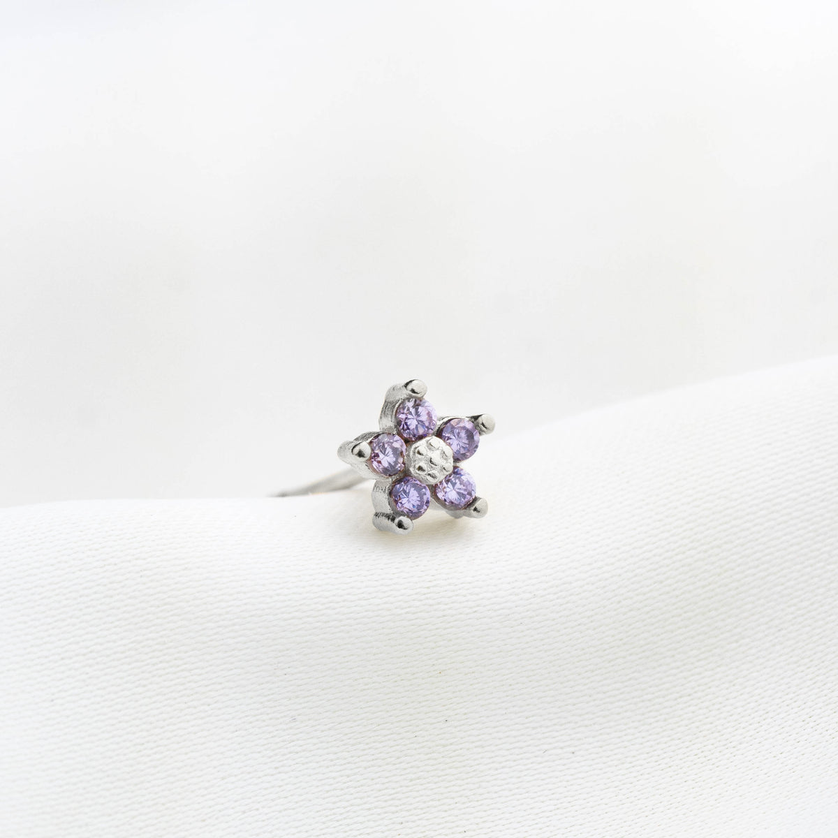 Silver Mini Lilac Flower Stud