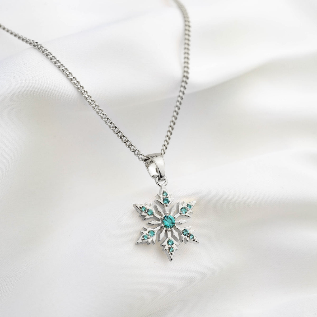 Silver Frozen Blue Ice Crystal Necklace