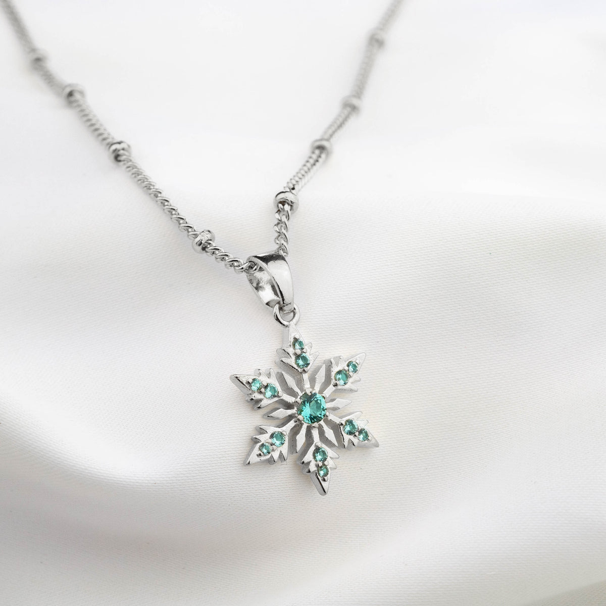 Silver Frozen Blue Ice Crystal Necklace