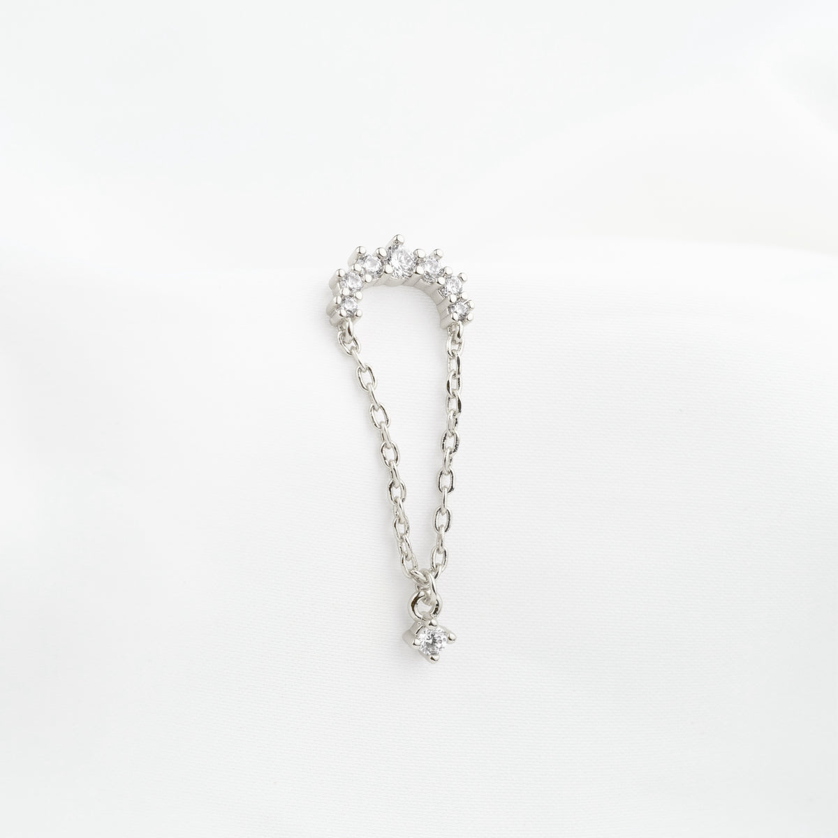 Silver Sparkling Arch Chain Earpin