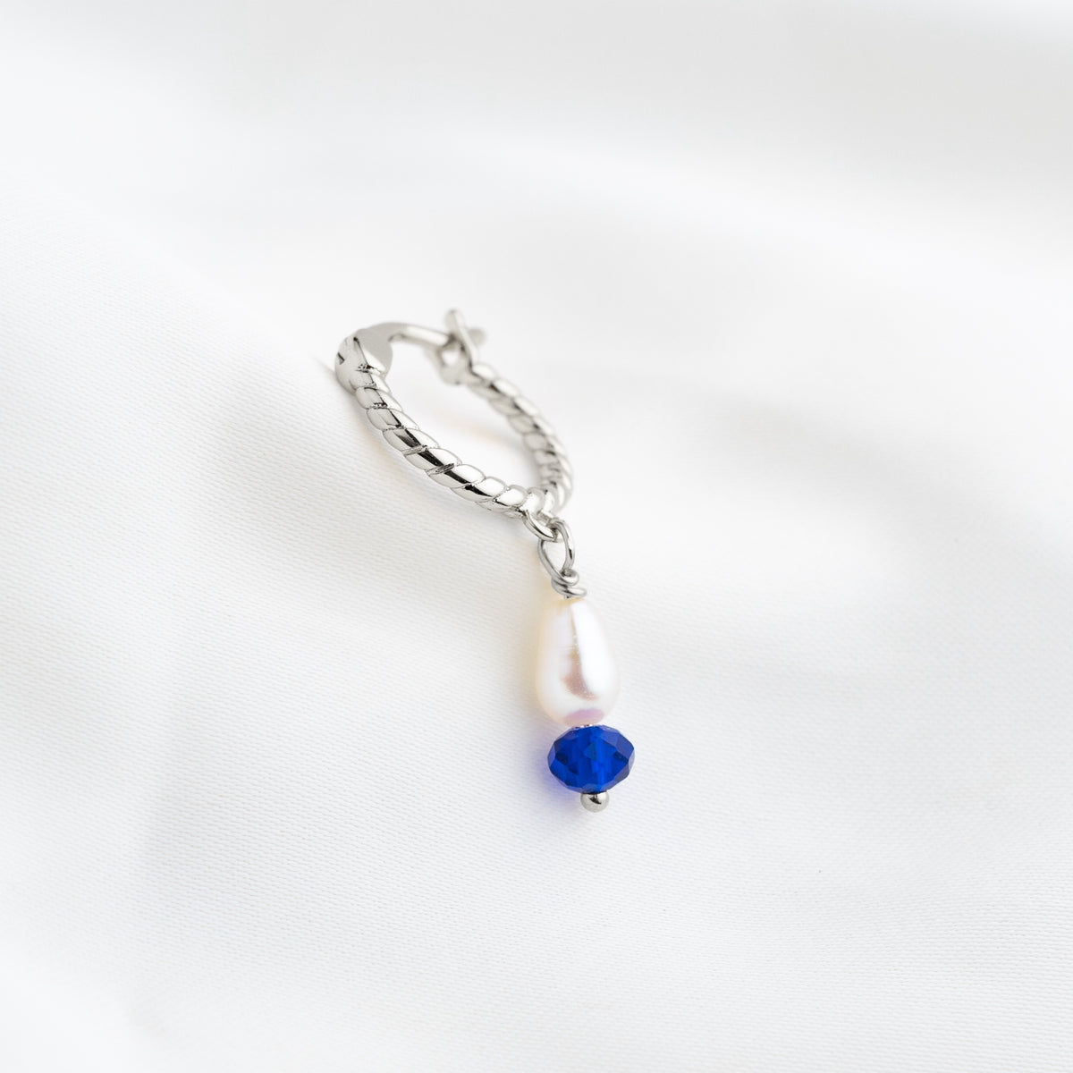 Silver Blue Bead and Pearl Earring (Limited Edition)