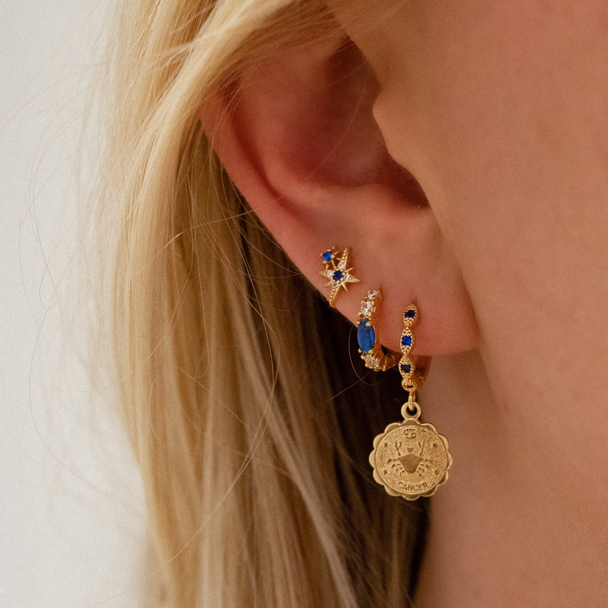 Dark Blue Opal Marquise Sparkling Hoop