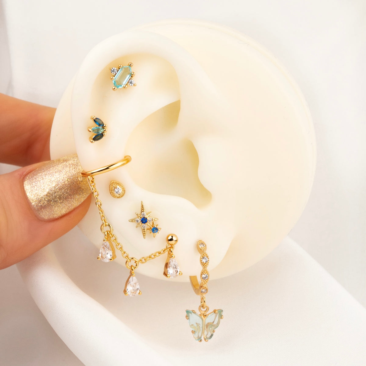 Frozen Blue Hexagon Stud