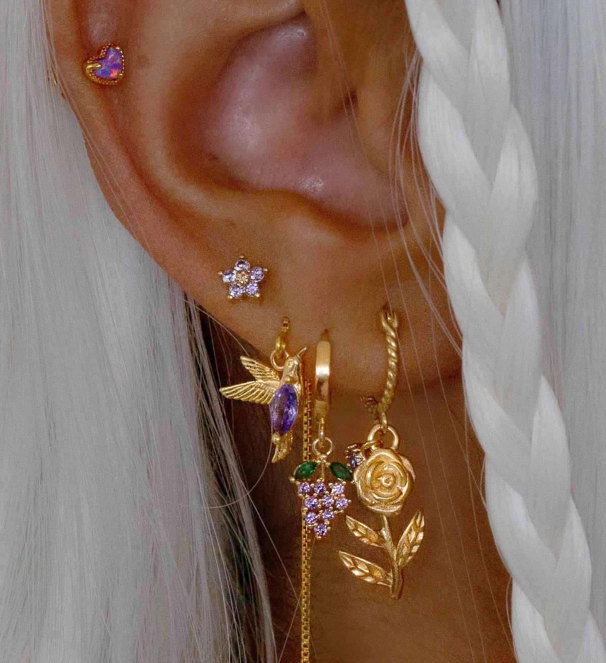 Golden Rose Purple Detail Earring