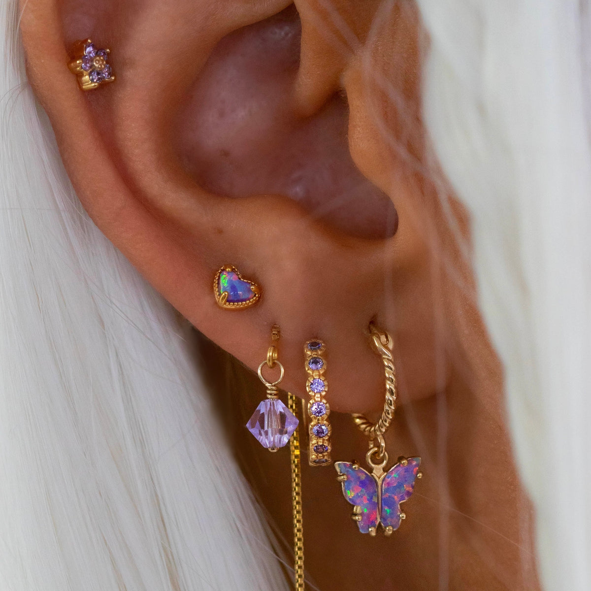 Purple Opal Wings Butterfly Earring