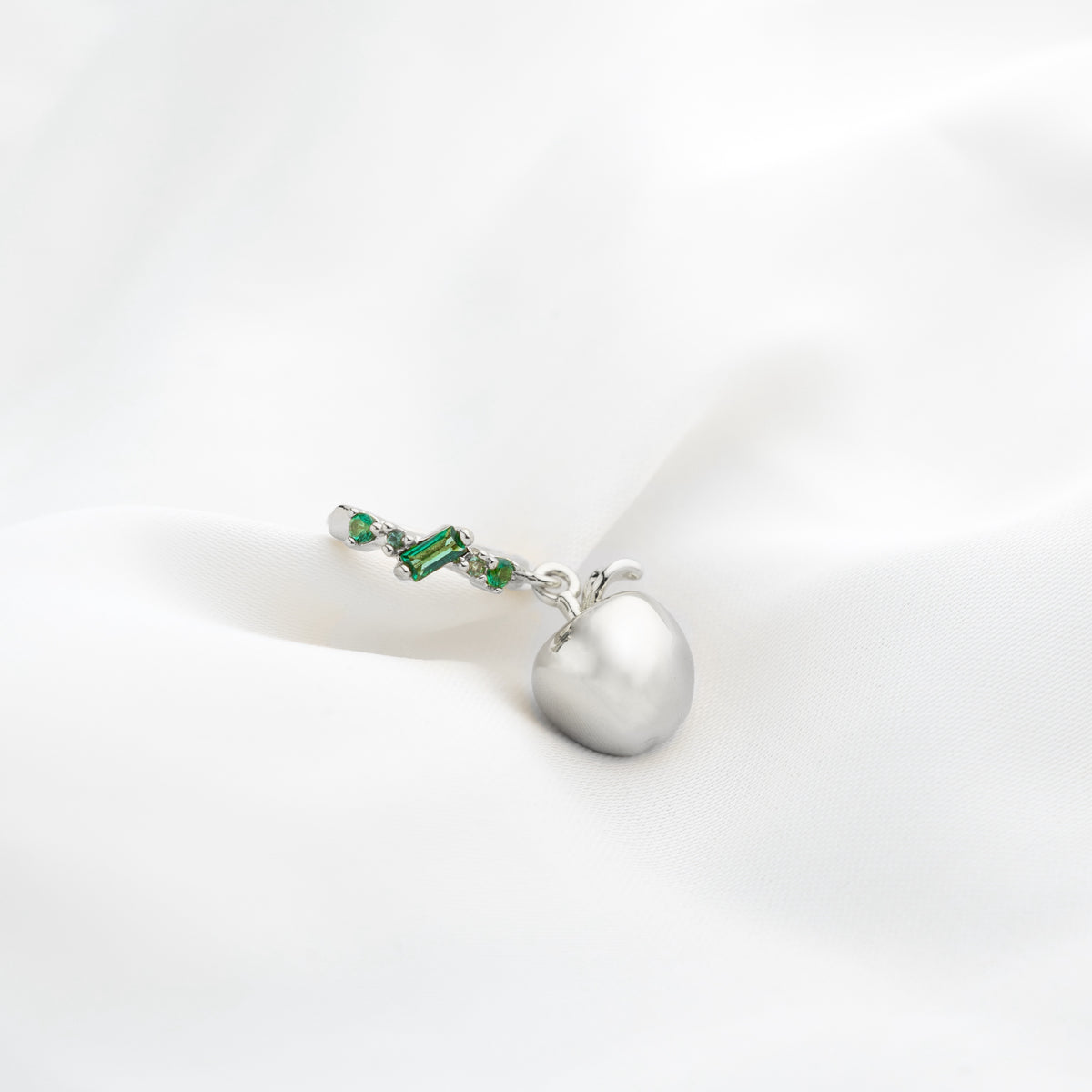 Emerald Sparkling Silver Apple Earring