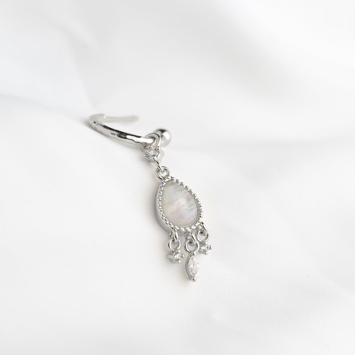 Silver Mystic Moonstone Earpin