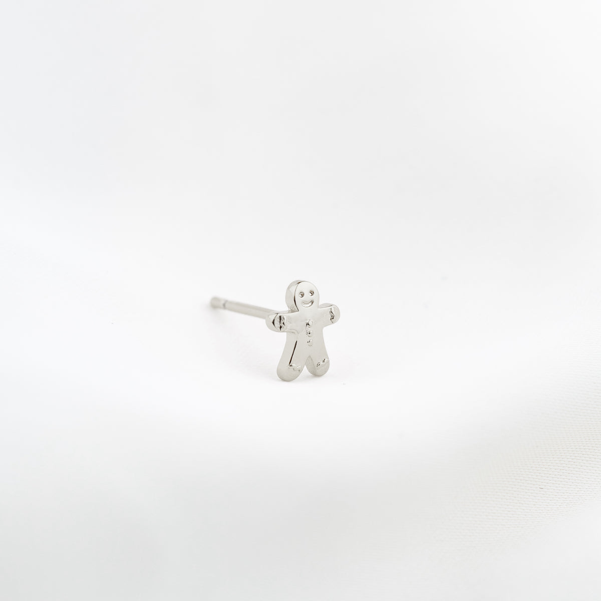 Silver Gingerbread Man Stud