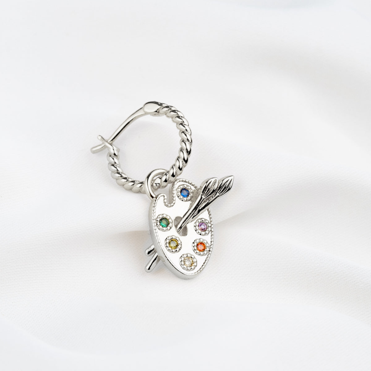 Silver Artists' Palette Earring